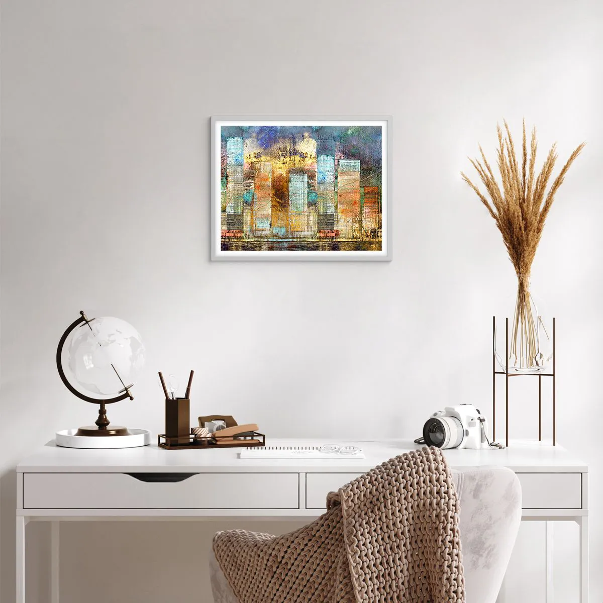 Affisch i vit ram - Solig metropol - 50x40 cm