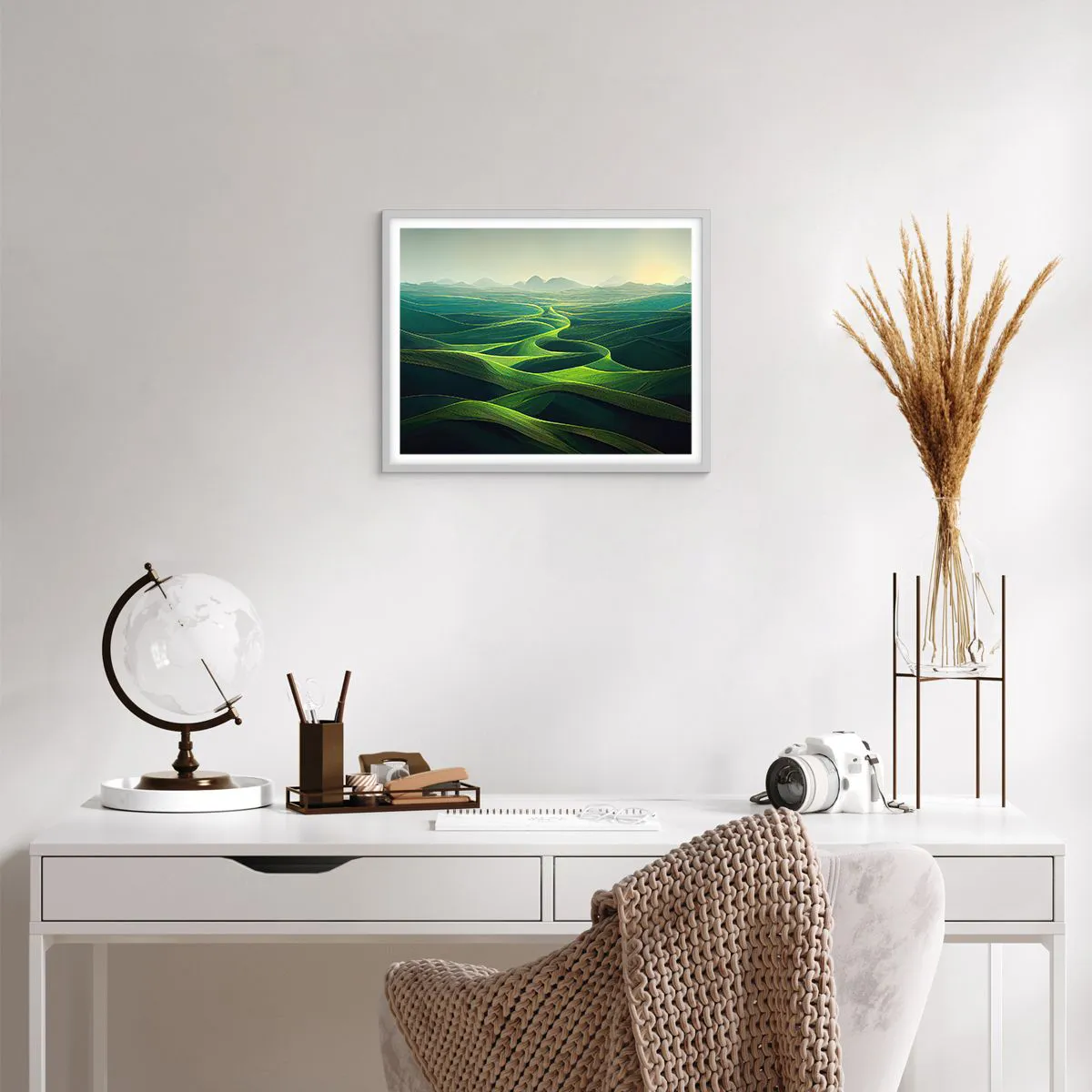 Plakat w białej ramie - W zielonych dolinach - 50x40 cm