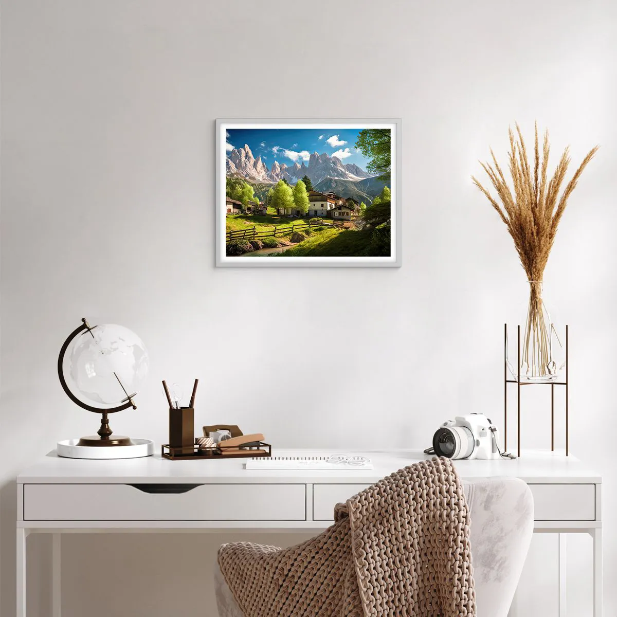 Affisch i vit ram - Alpin idyll - 50x40 cm