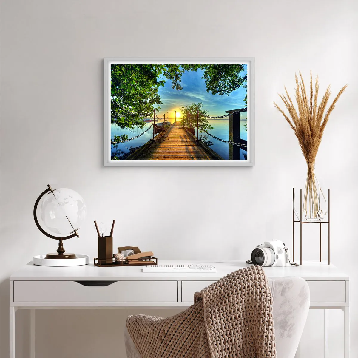 Affiche dans un cadre blanc - Poster - L'ouest au-dessus de l'eau - 70x50 cm