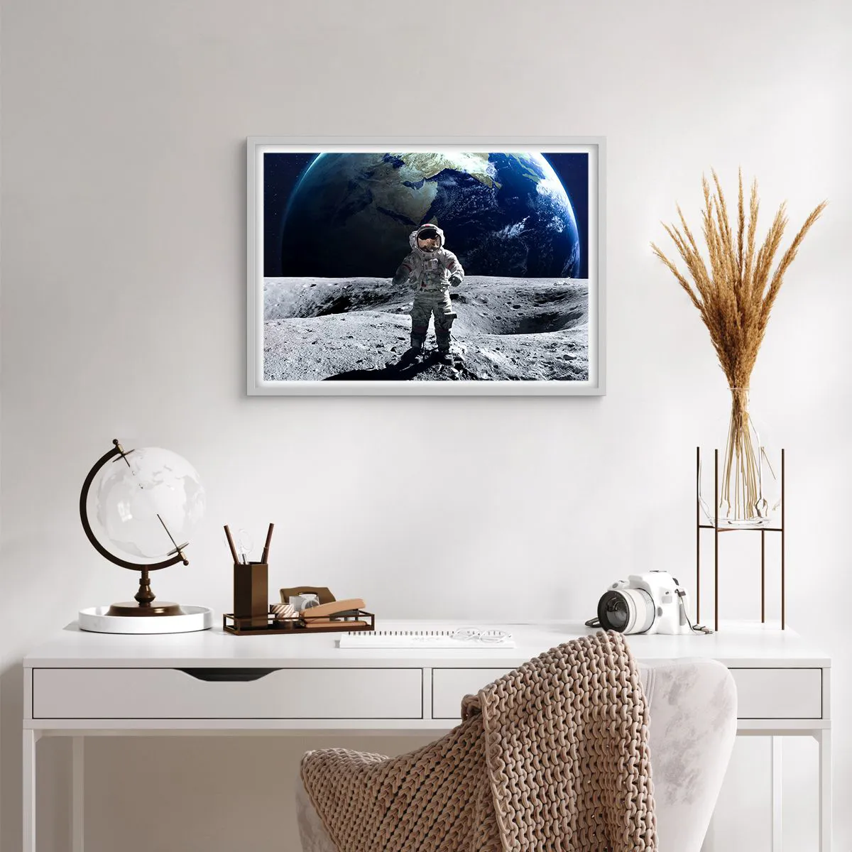 Poster in white frmae - Greetings from the Moon - 70x50 cm