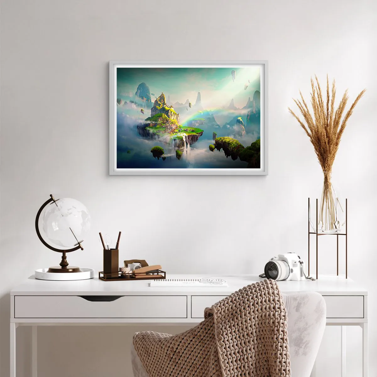 Plakat i hvid ramme - Midden - lykkelige øer - 70x50 cm