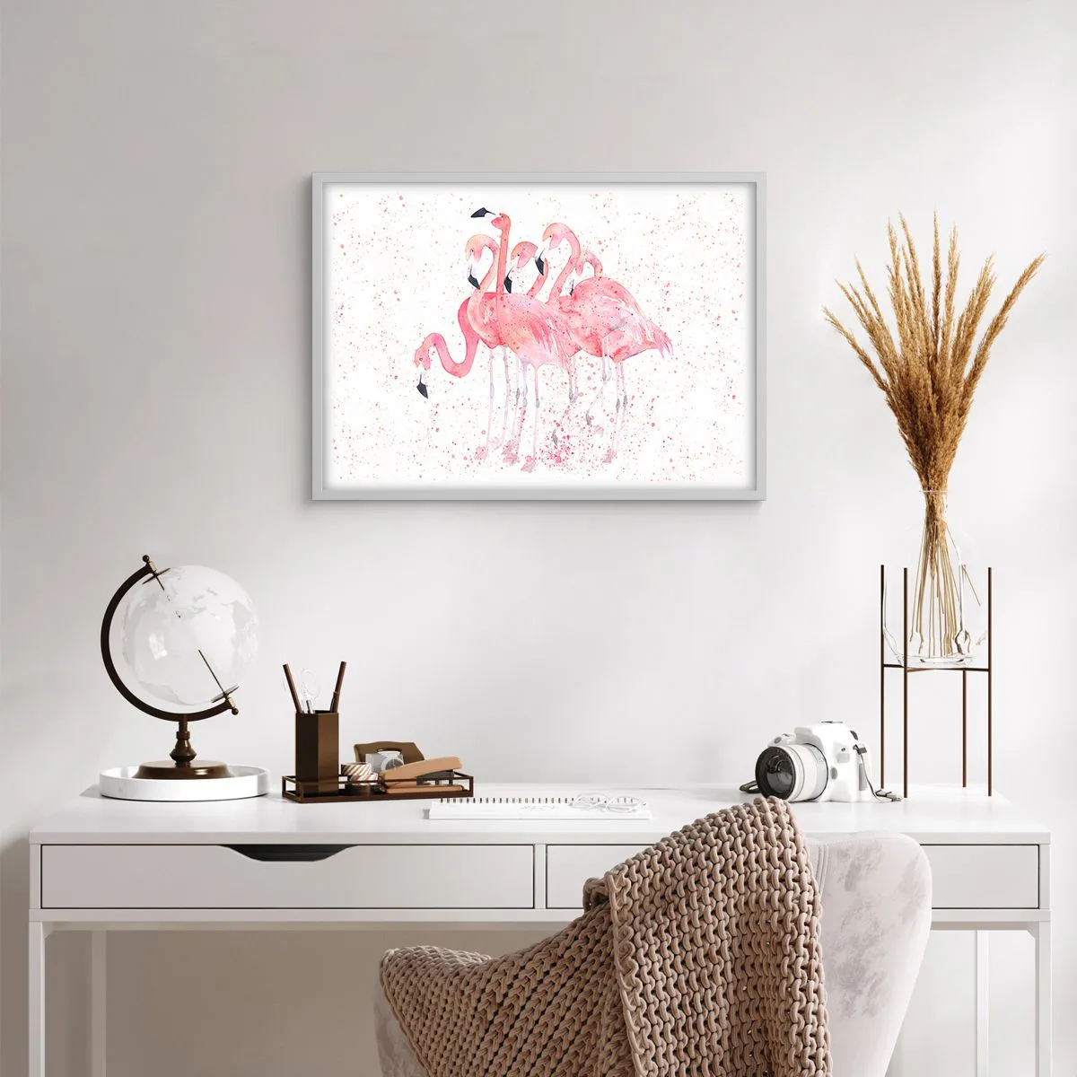 Affiche dans un cadre blanc - Poster - Ensemble rose - 70x50 cm