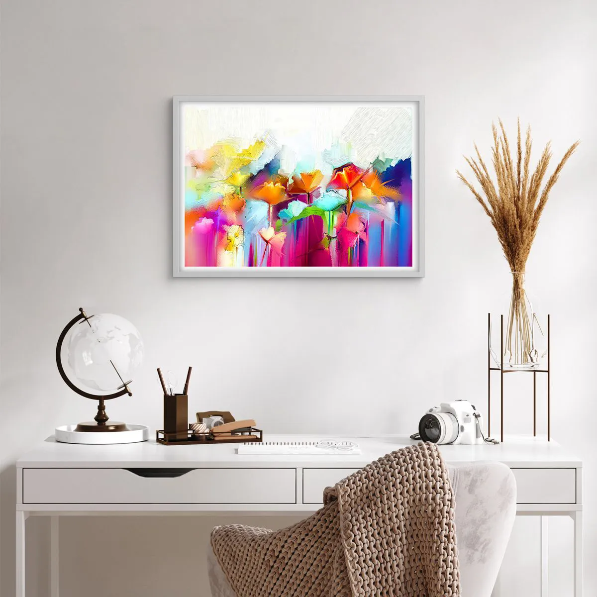 Affiche dans un cadre blanc - Poster - L'arc-en-ciel s'est épanoui - 70x50 cm