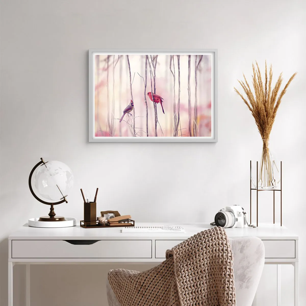Poster in white frmae - Tale of a Pink Forest - 70x50 cm