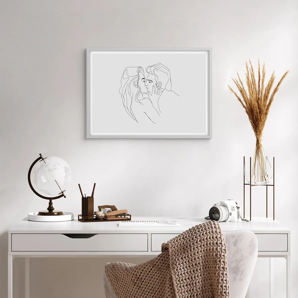 Poster in einem weißen Rahmen - Dieselbe Linie - 70x50 cm