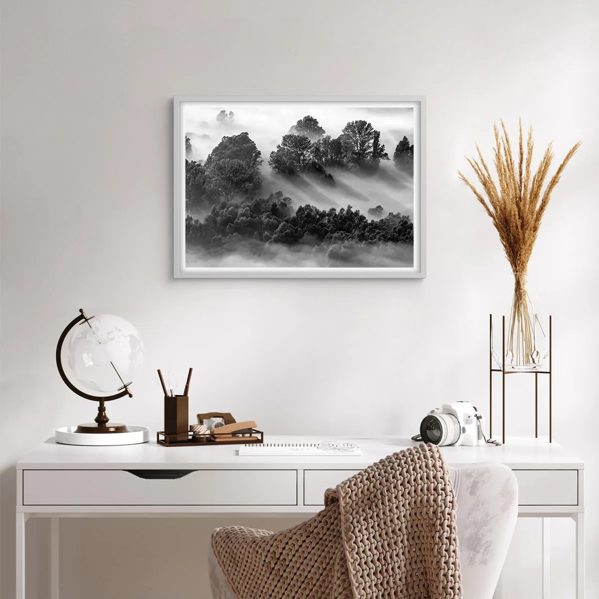 Affiche dans un cadre blanc - Poster - Sortir de son sommeil - 70x50 cm