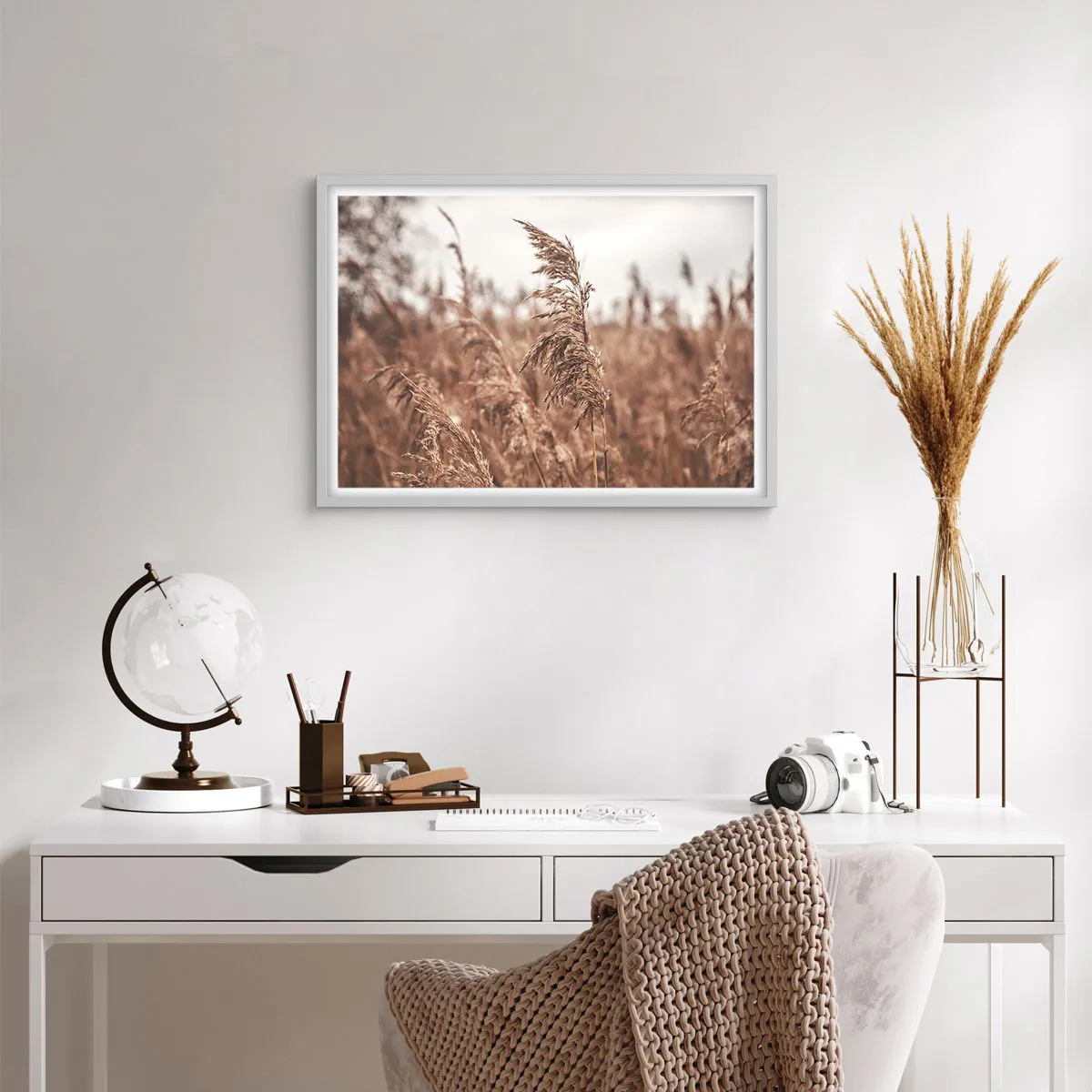 Poster in white frmae - Autumn Has Arrived in the Fields - 70x50 cm