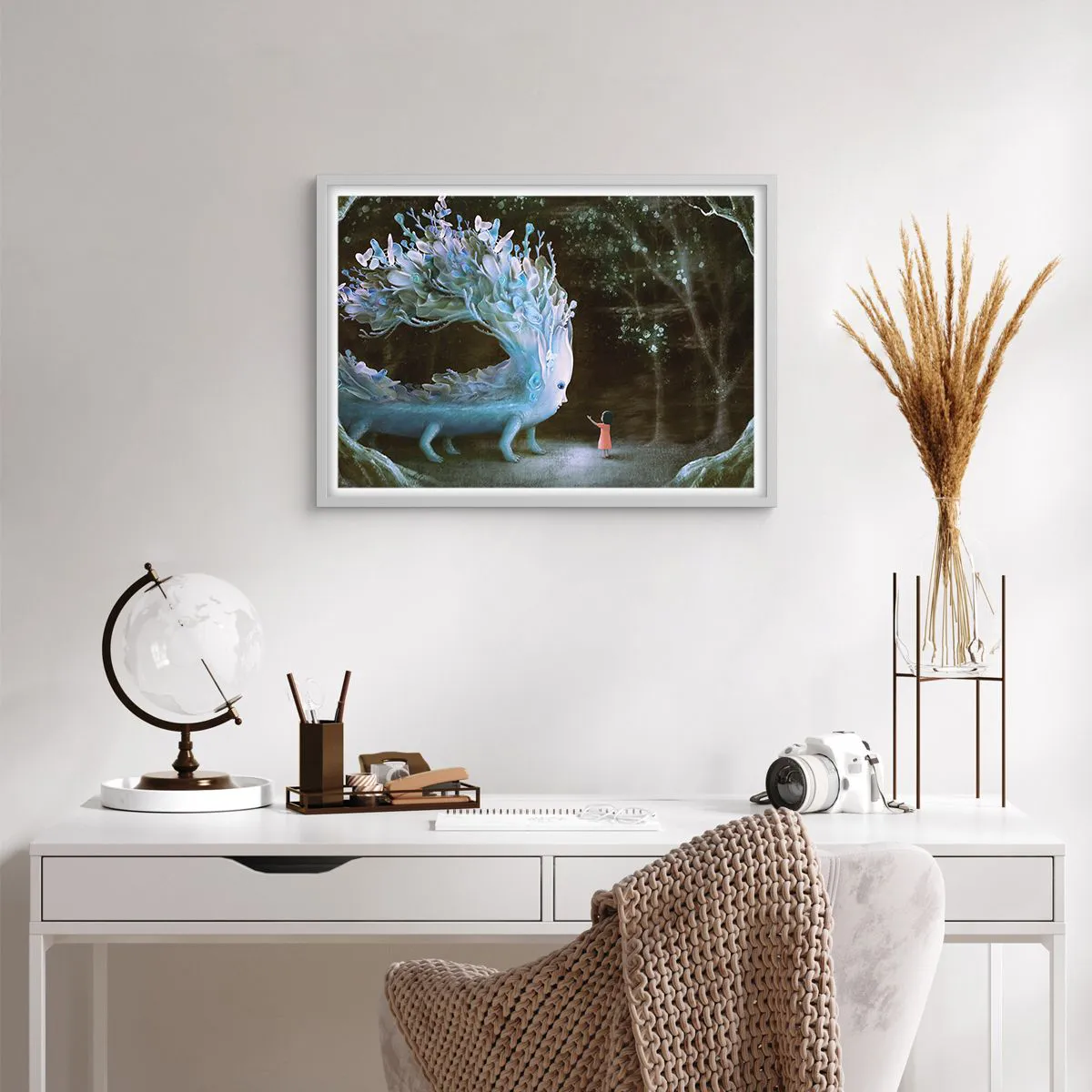 Poster in een witte lijst - Fantastische ontmoeting - 70x50 cm