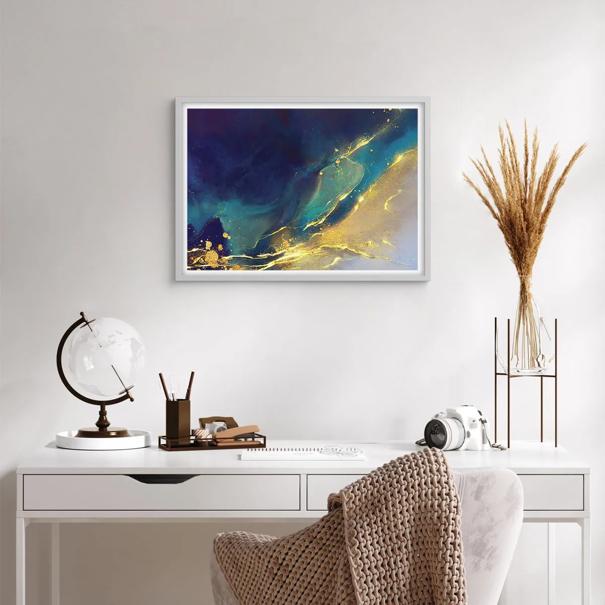 Poster in white frmae - Golden Flood - 70x50 cm
