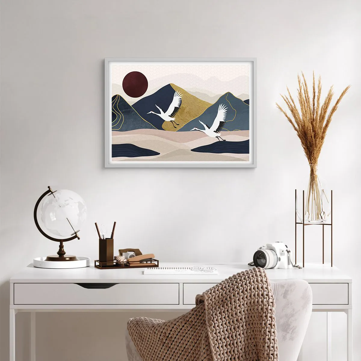 Poster in einem weißen Rahmen - Es ist wieder ein Tag VERFLOGEN - 70x50 cm