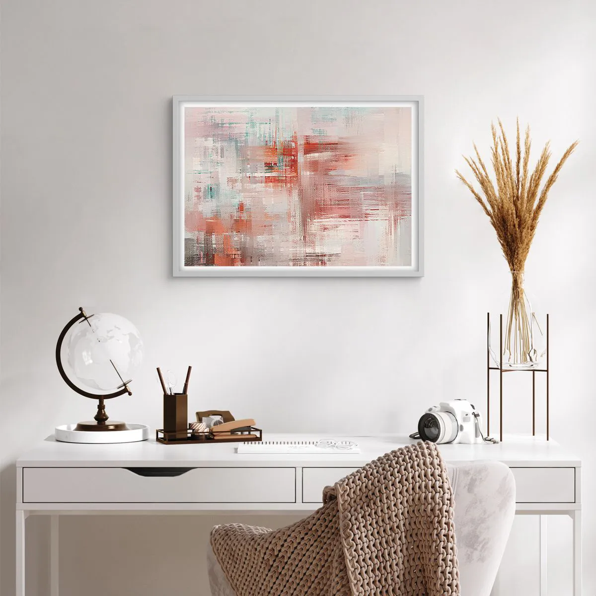 Poster in white frmae - Foggy but Pink - 70x50 cm