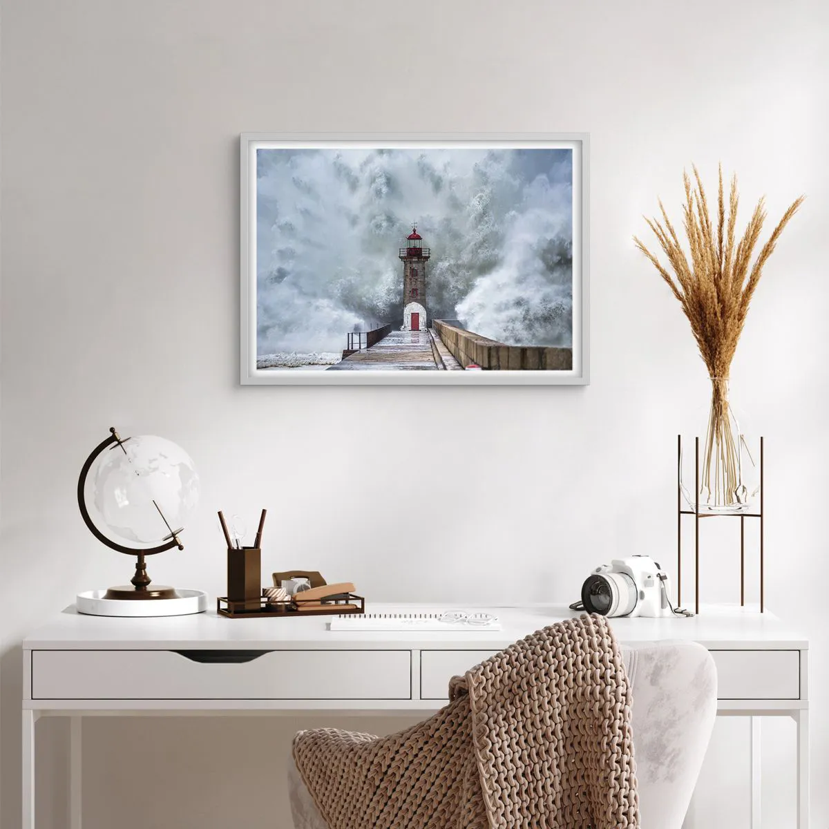 Plagát v bielom ráme - Hukot vody, šum vetra - 70x50 cm