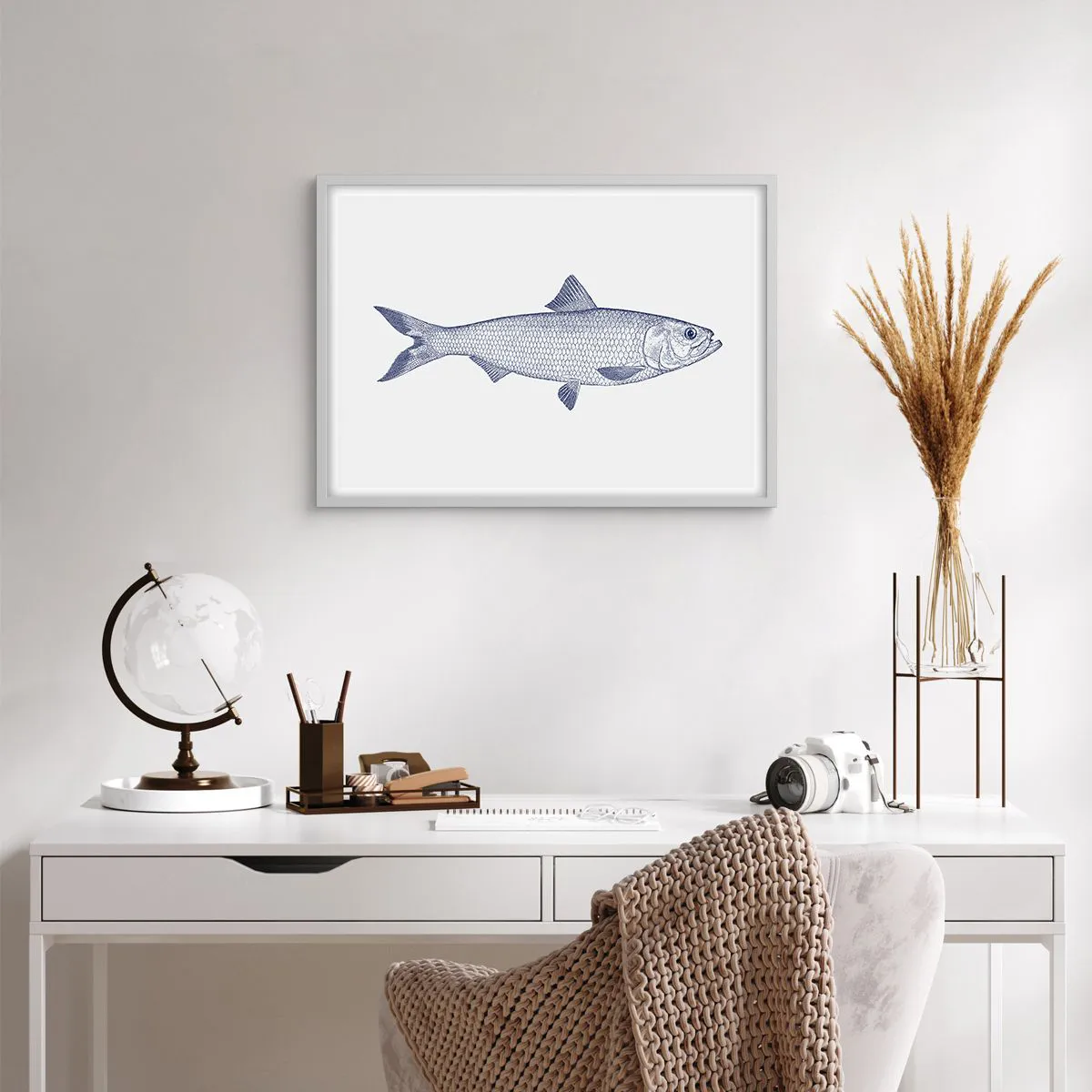 Affisch i vit ram - Hälsningar från de nordliga haven - 70x50 cm