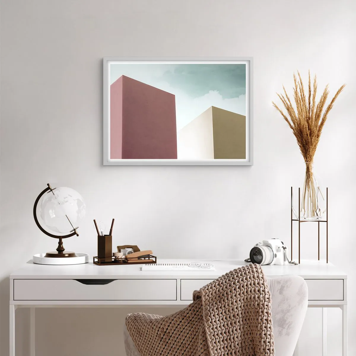 Poster in einem weißen Rahmen - Geometrie des sonnigen Sommers - 70x50 cm