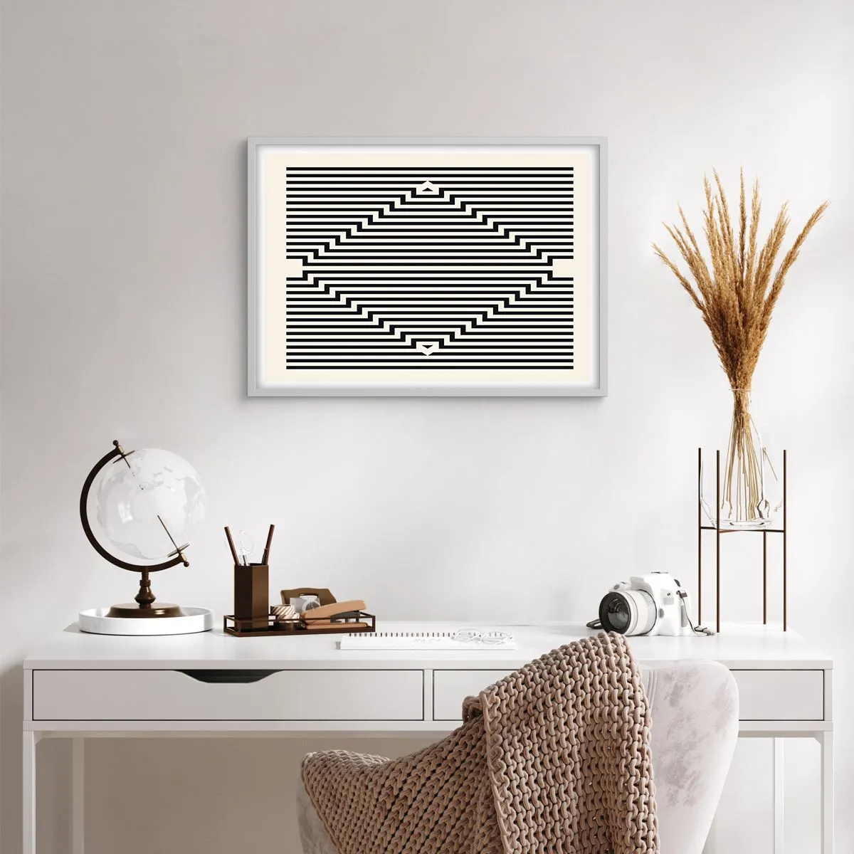 Affisch i vit ram - Geometrisk illusion - 70x50 cm