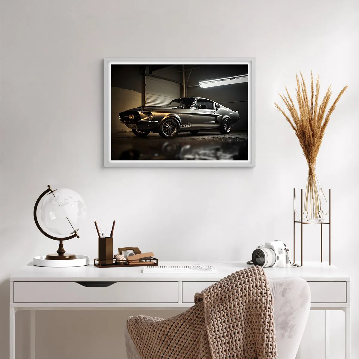 Affiche dans un cadre blanc - Poster - Retour dans le passé - 70x50 cm