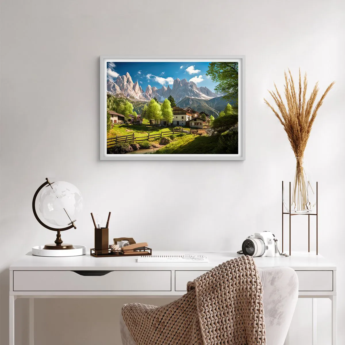 Poster in einem weißen Rahmen - Alpenidylle - 70x50 cm