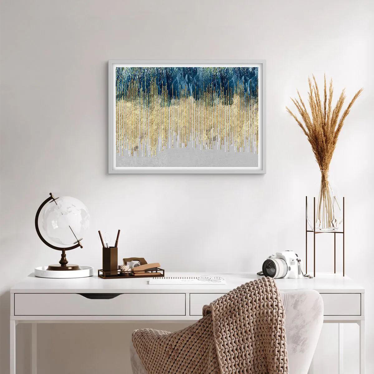 Plakát v bílém rámu - Zlacená hranice - 70x50 cm