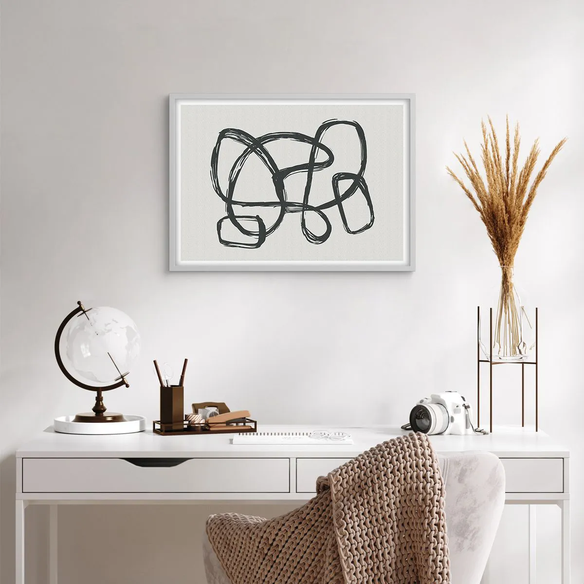 Affisch i vit ram - Loopad abstraktion - 70x50 cm