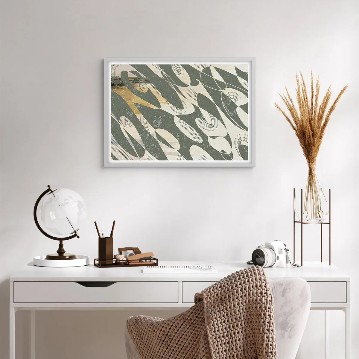 Poster in een witte lijst - Ritmische abstractie - 70x50 cm