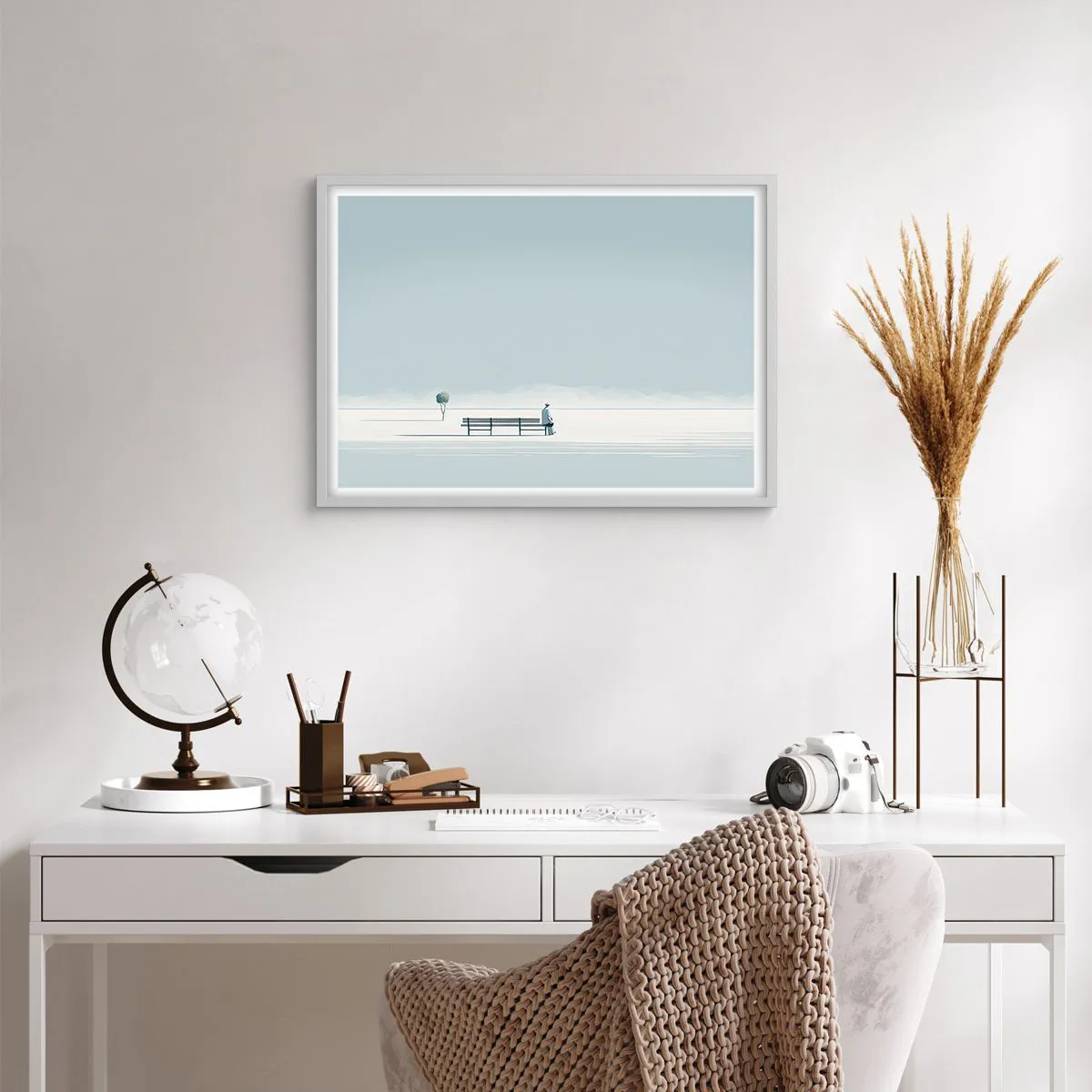 Affiche dans un cadre blanc - Poster - Oui, j'attends. - 70x50 cm