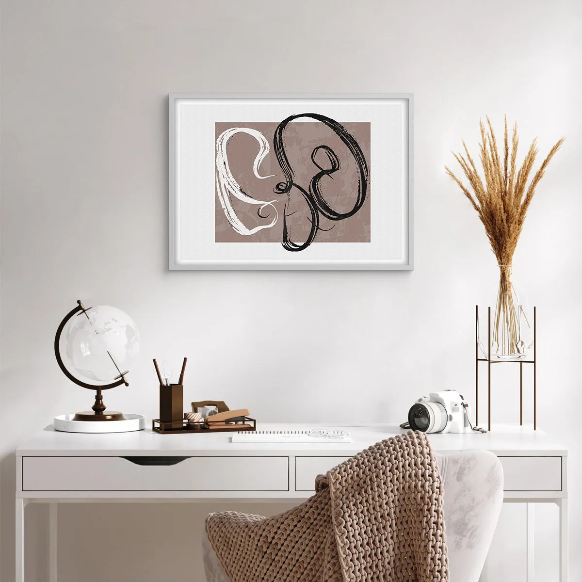 Plakat i hvid ramme - Komposition - en søgen efter fuldstændighed - 70x50 cm