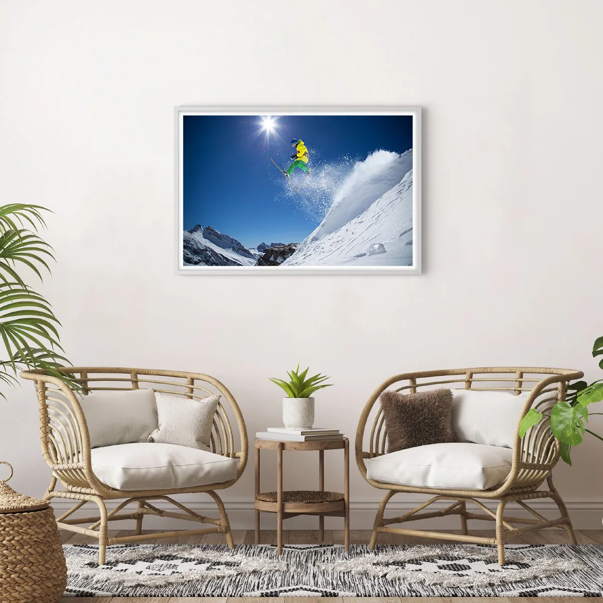 Poster în ramă albă - Dansând cu munții - 91x61 cm