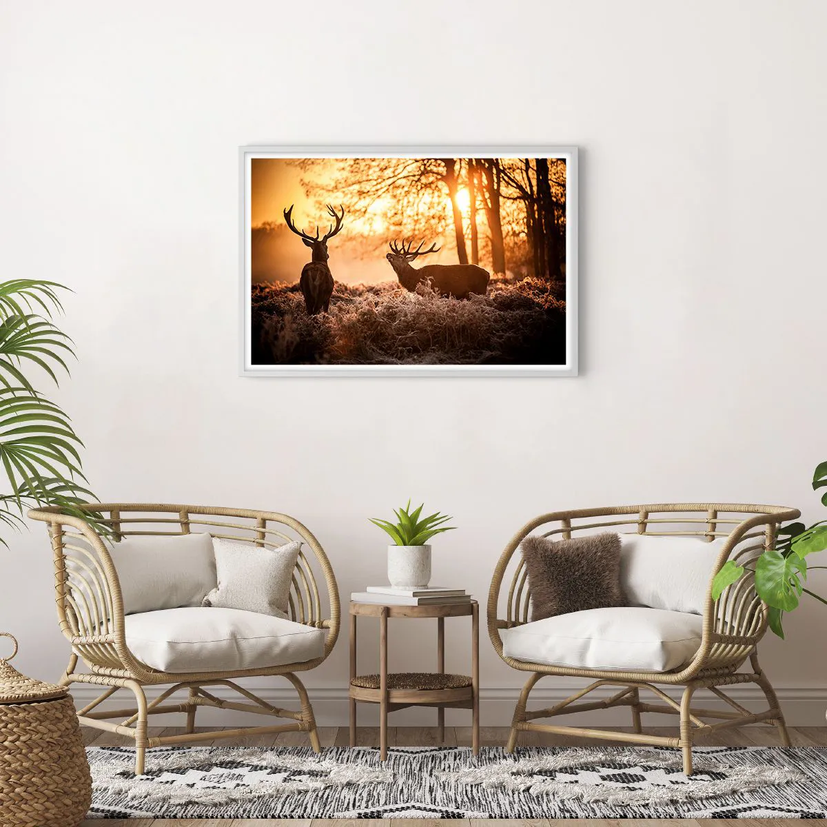 Poster in einem weißen Rahmen - Der Traum eines Jägers - 91x61 cm