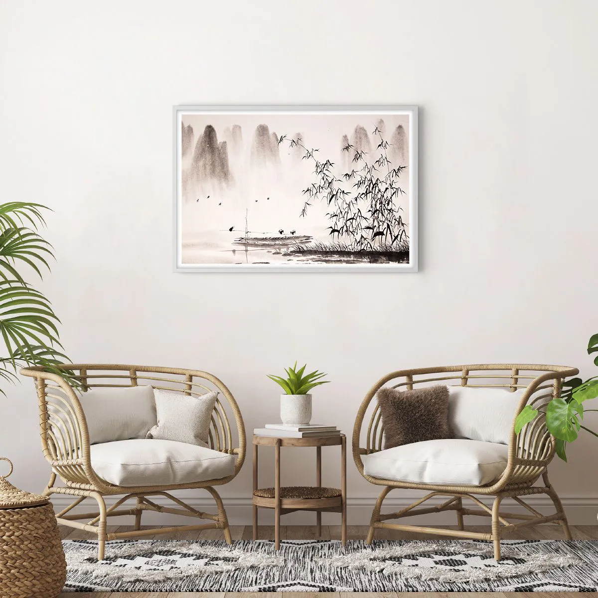 Poster in white frmae - Quiet As a Rice Field - 91x61 cm