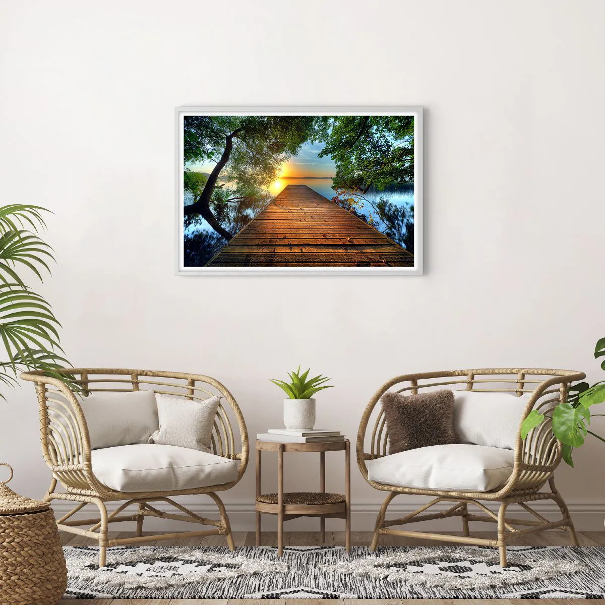 Poster in einem weißen Rahmen - Nimm dir Zeit, setz dich hin - 91x61 cm