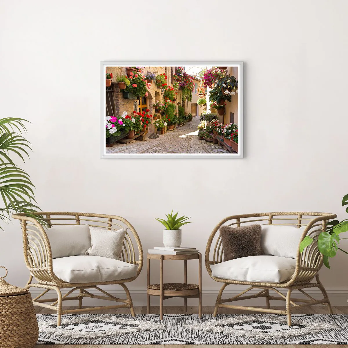 Affisch i vit ram - I blommornas flod - 91x61 cm