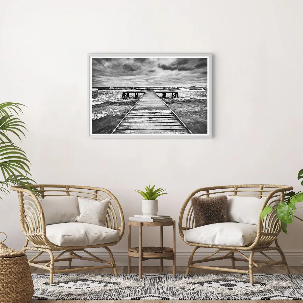 Póster en marco blanco - Estoy esperando que sople el viento... - 91x61 cm