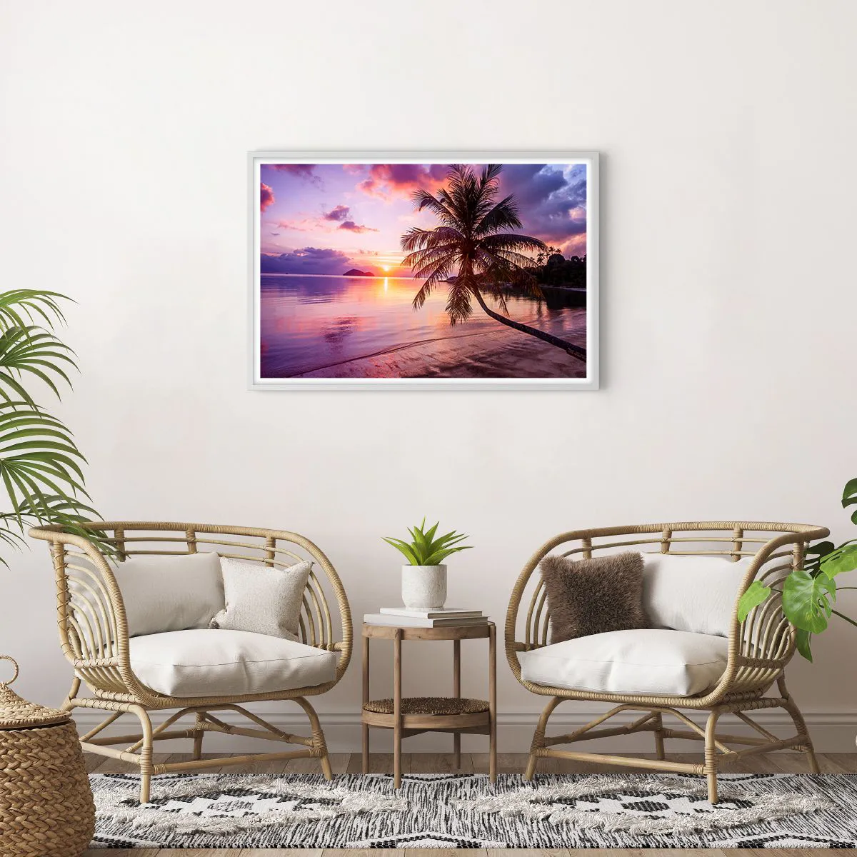 Pôster em moldura branca - Felicidade no horizonte - 91x61 cm