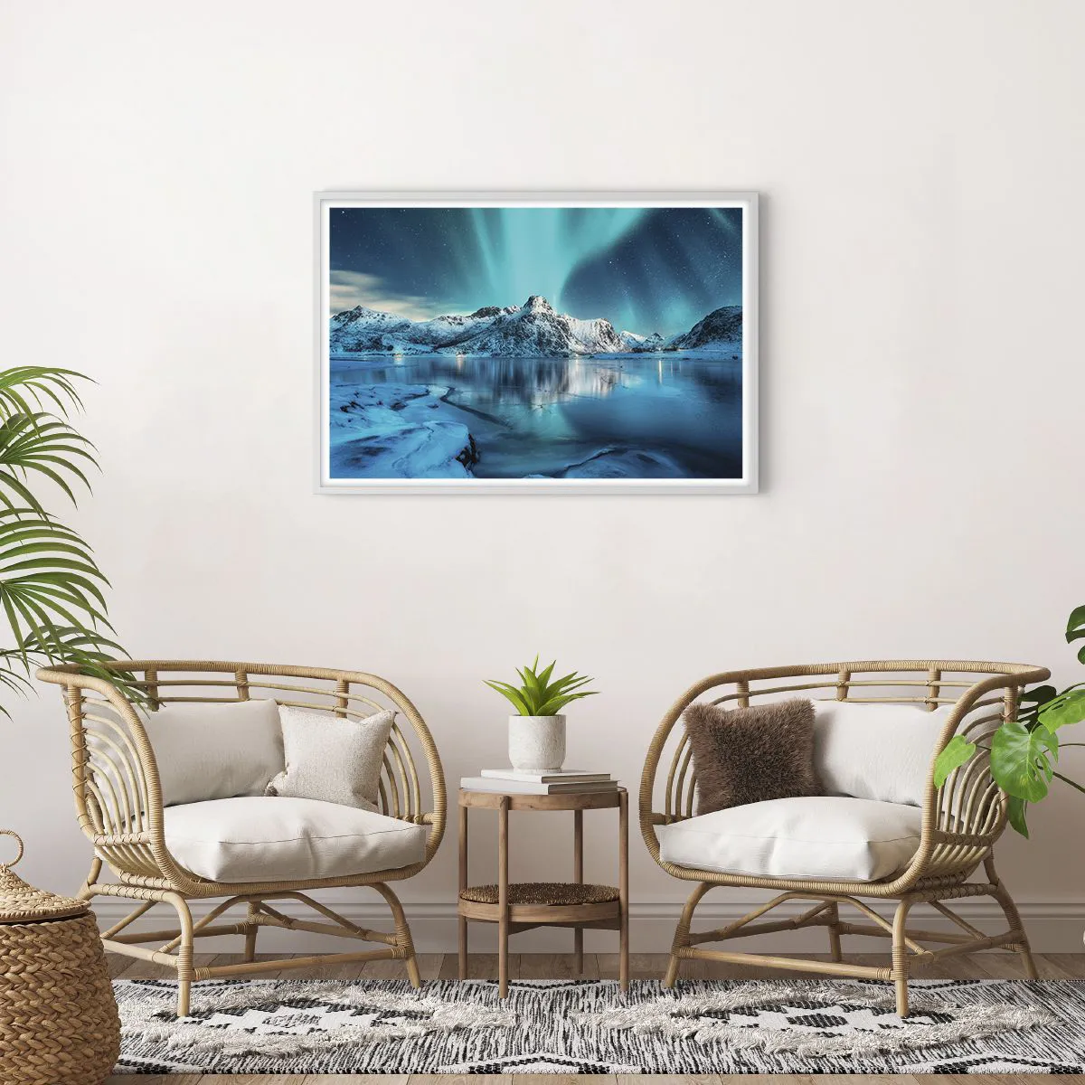 Affiche dans un cadre blanc - Poster - Nuit de lumières - 91x61 cm