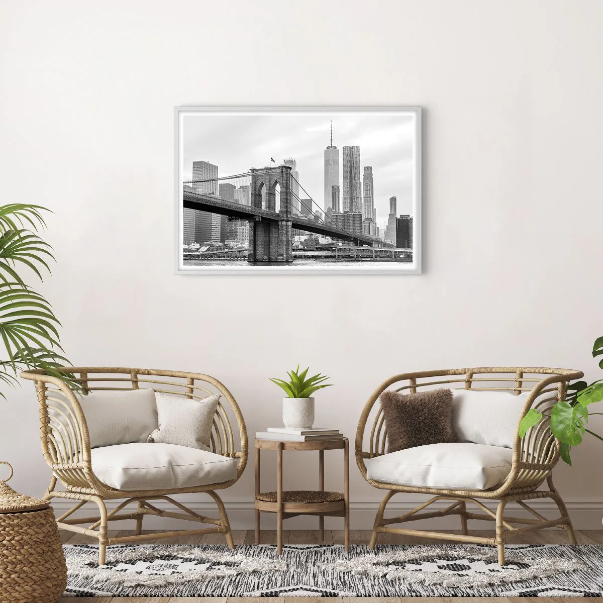 Poster in cornice bianca - Atmosfera di New York - 91x61 cm
