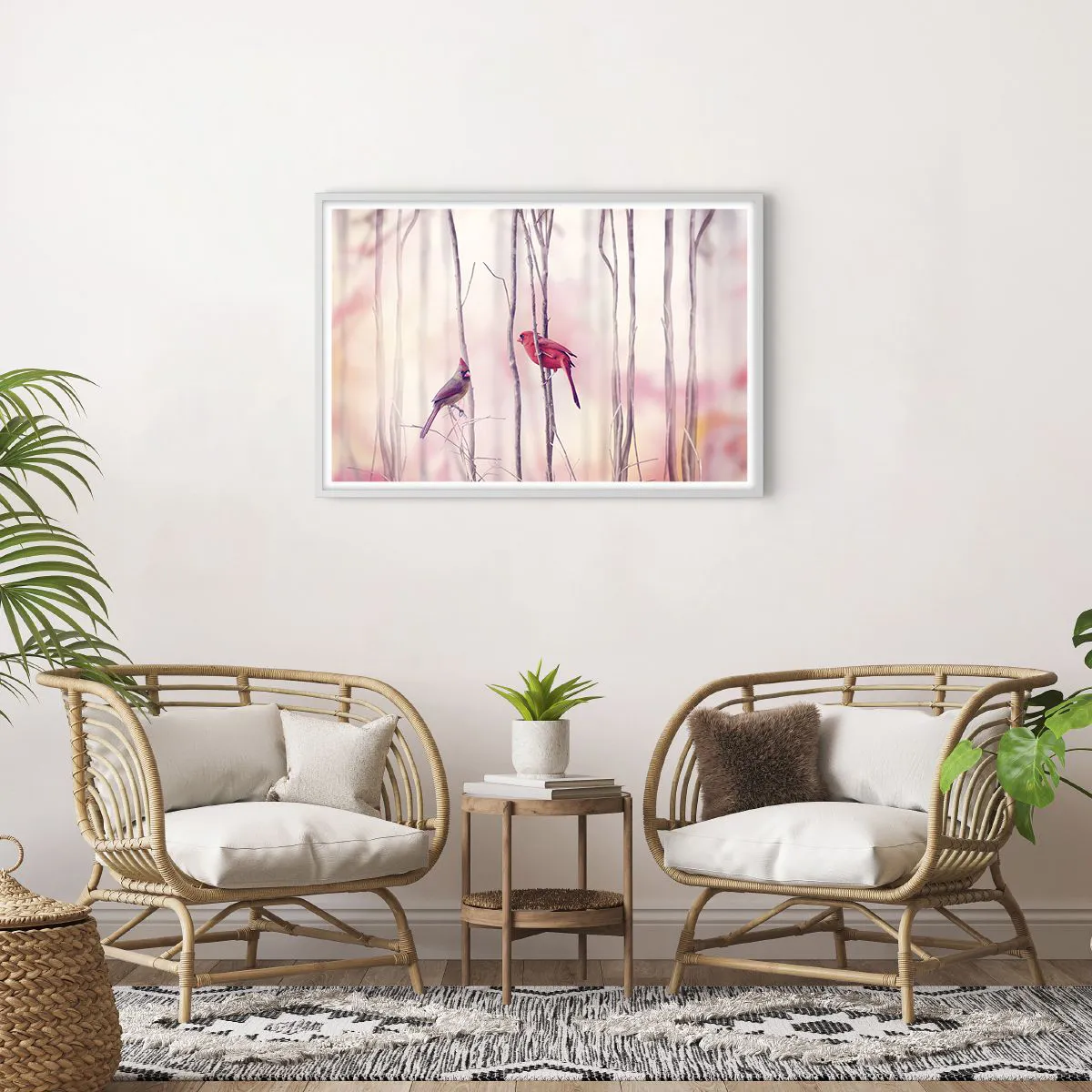 Plakat i hvid ramme - Fortællingen om den lyserøde skov - 91x61 cm