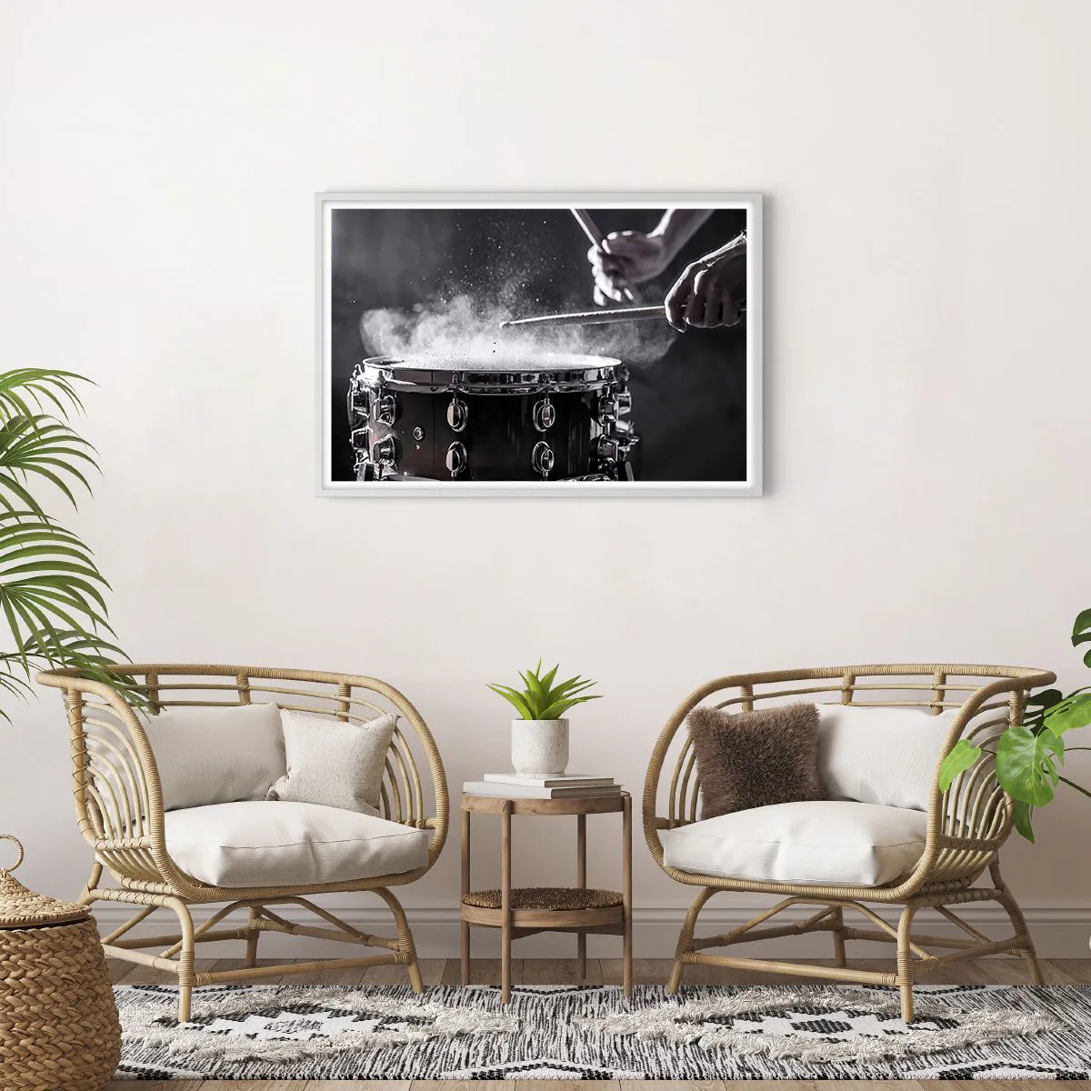 Plakat i hvid ramme - Musikkens puls - 91x61 cm