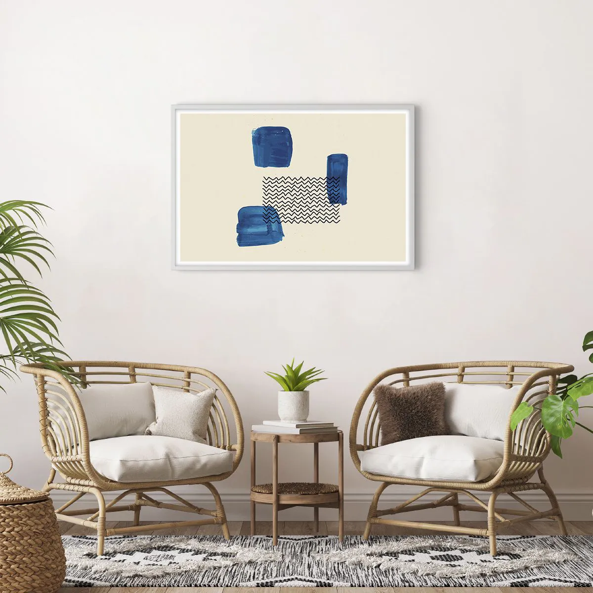 Affiche dans un cadre blanc - Poster - Quatuor abstrait - 91x61 cm