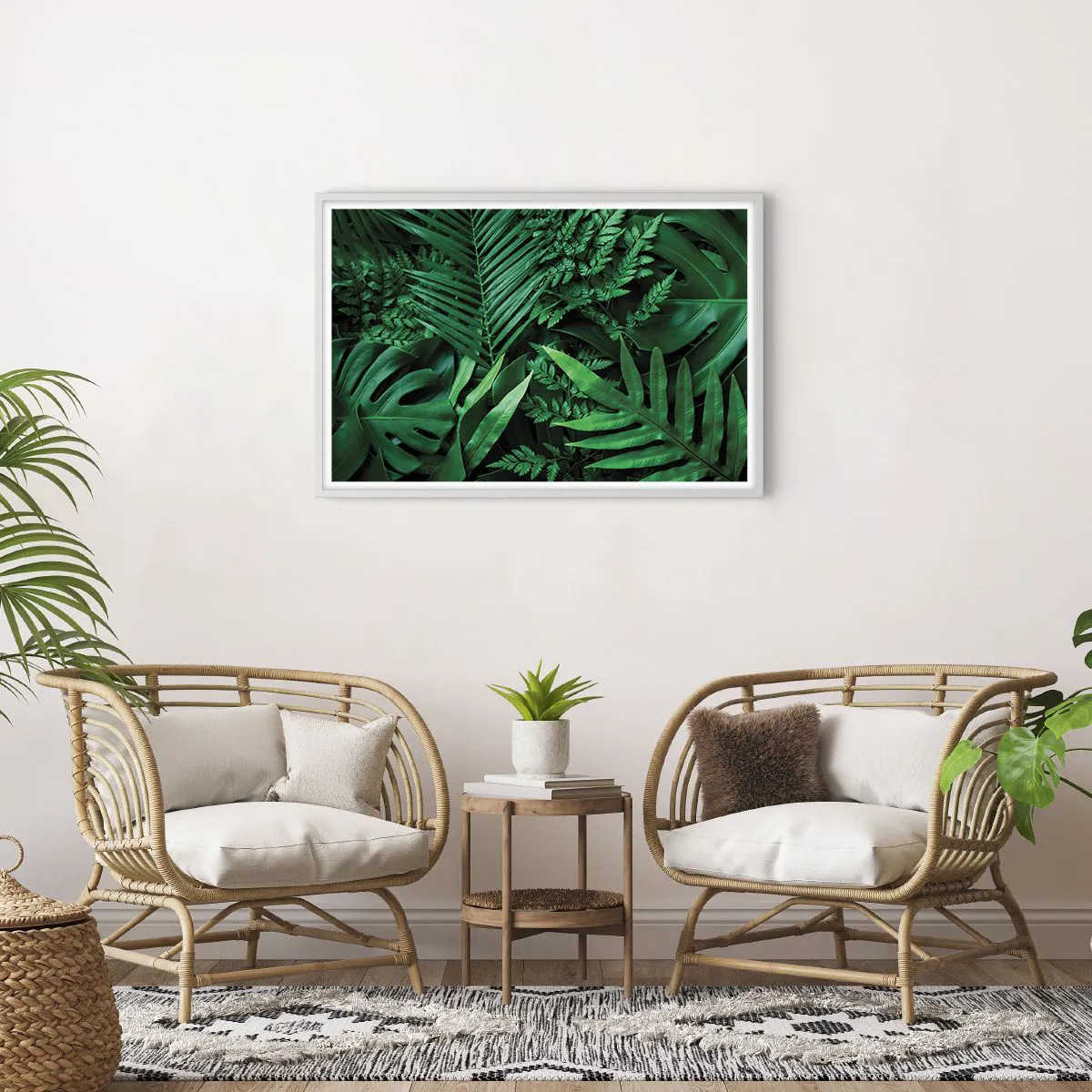 Affiche dans un cadre blanc - Poster - Emmitouflé de verdure - 91x61 cm