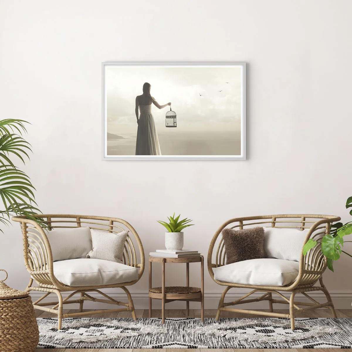 Plakát v bílém rámu - Buď svobodná - 91x61 cm