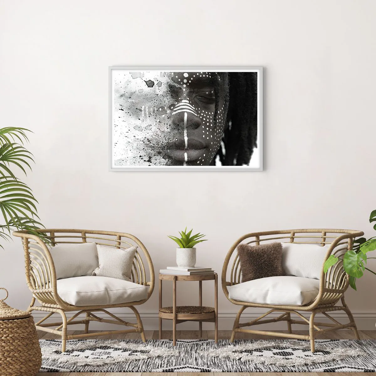 Poster in einem weißen Rahmen - Entdecke den Urgeist - 91x61 cm