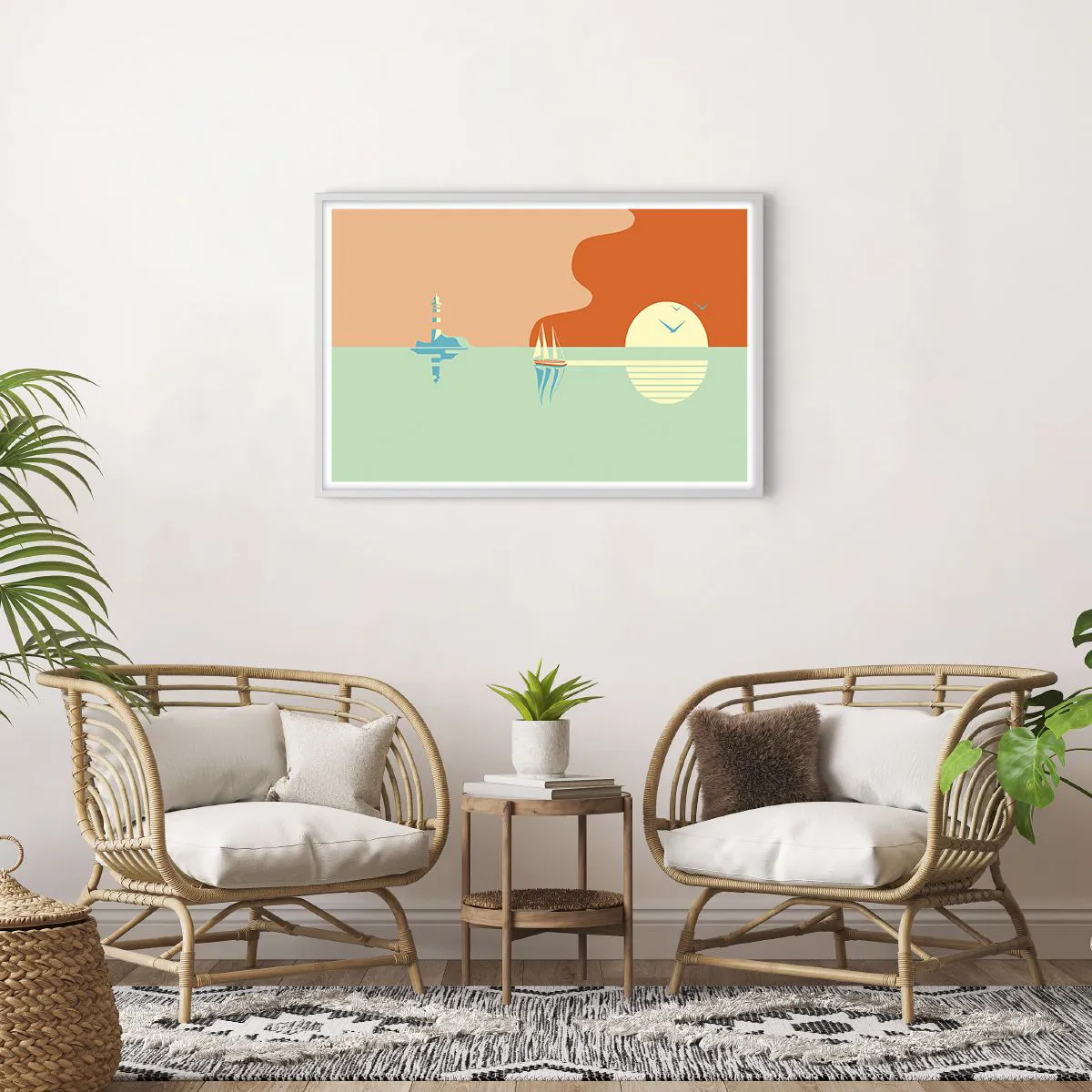 Plakát v bílém rámu - Dokonalá mořská krajina - 91x61 cm