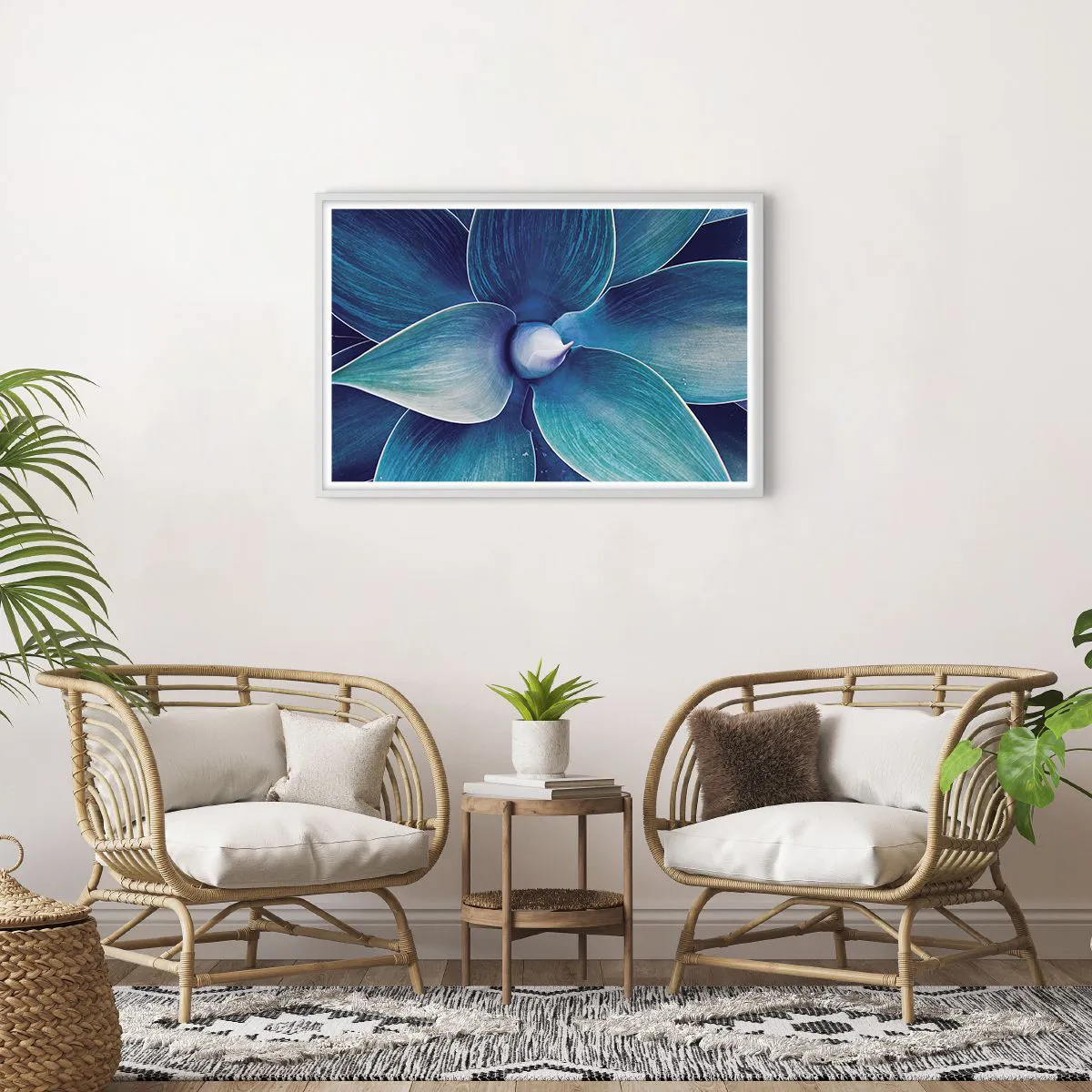 Plagát v bielom ráme - Modrastý od neba - 91x61 cm