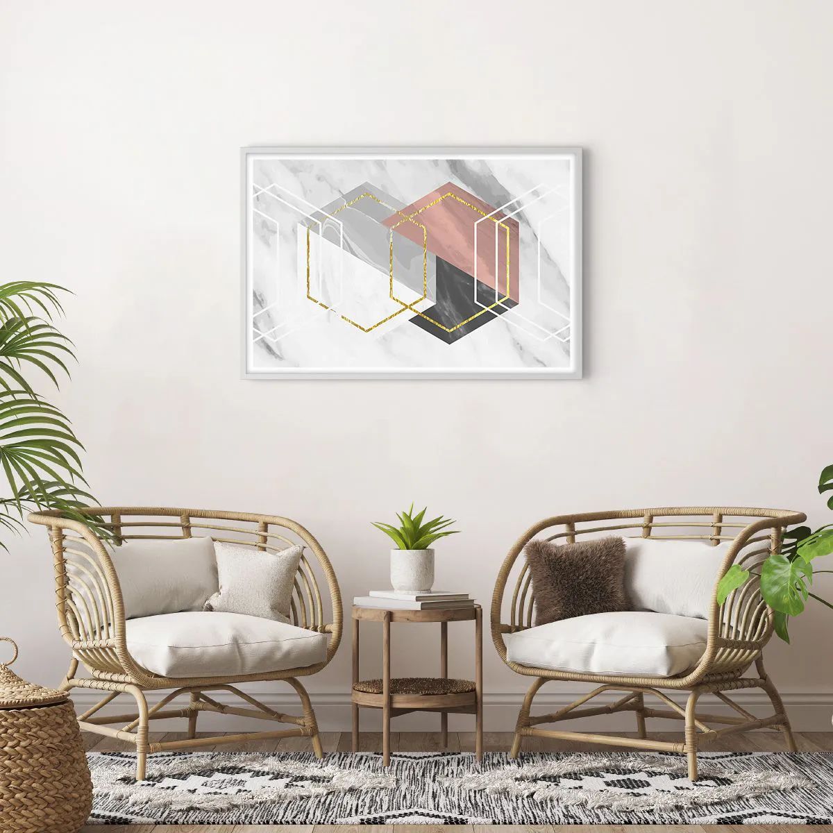 Affiche dans un cadre blanc - Poster - Composition en chaîne - 91x61 cm