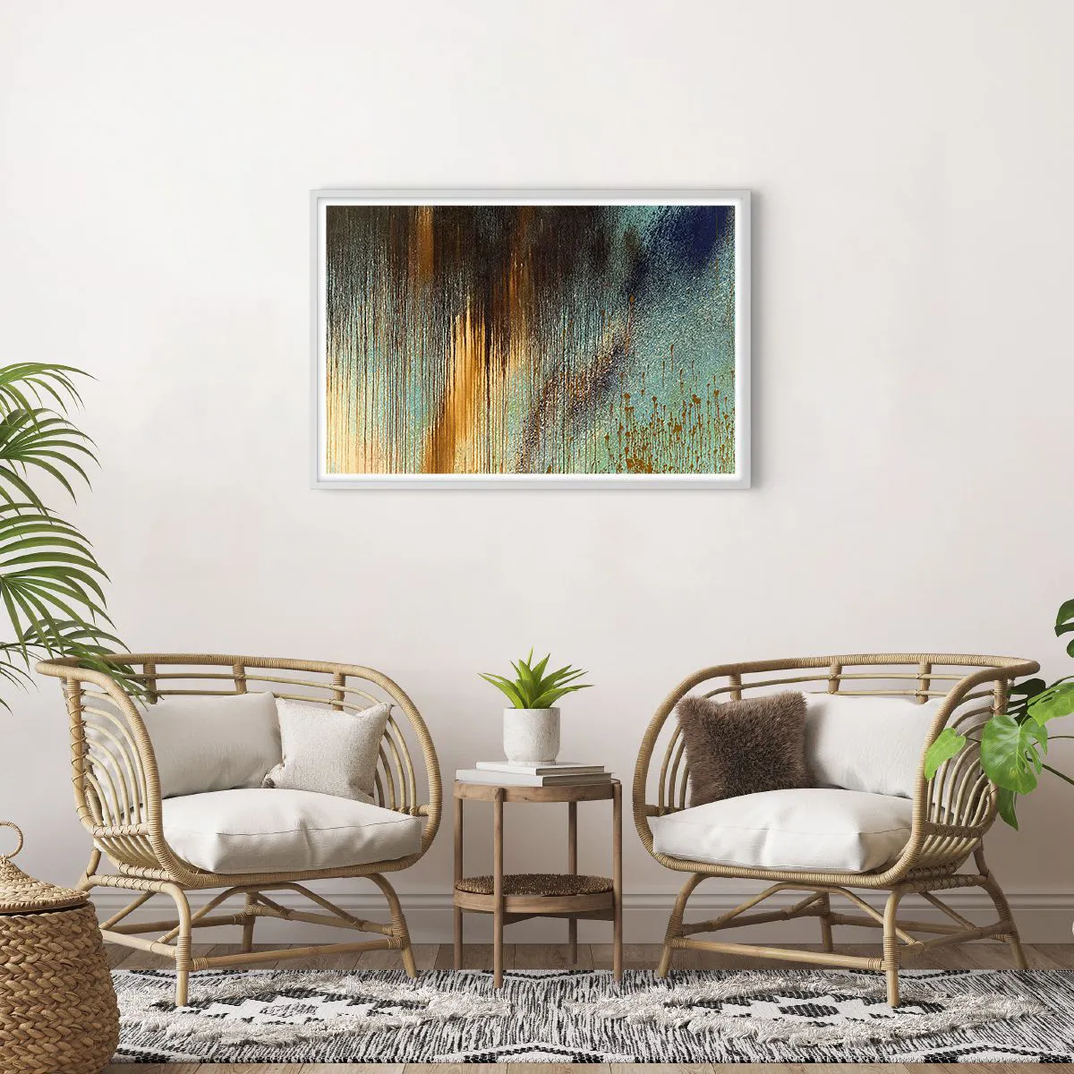 Pôster em moldura branca - Uma composição colorida não acidental - 91x61 cm