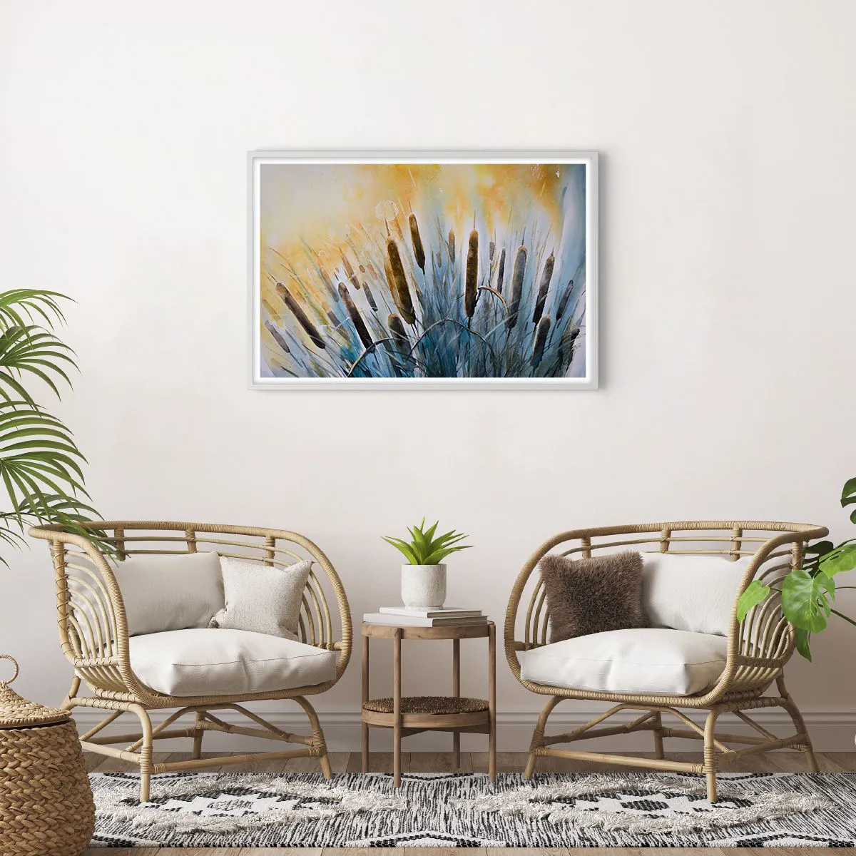 Plakát v bílém rámu - Chlad vody, žár slunce - 91x61 cm