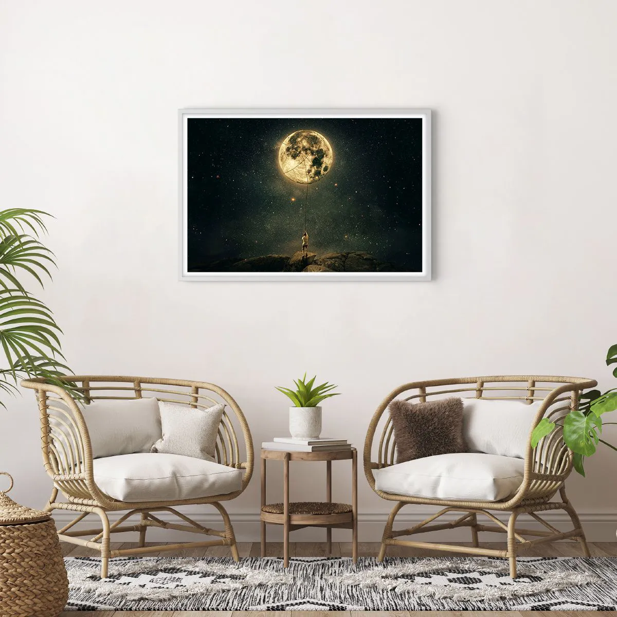 Pôster em moldura branca - Aquele que roubou a lua - 91x61 cm