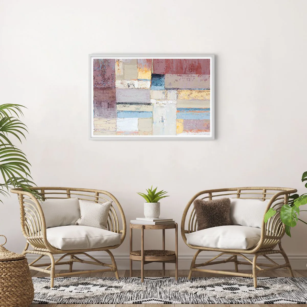 Affisch i vit ram - Geometrins lugn - 91x61 cm