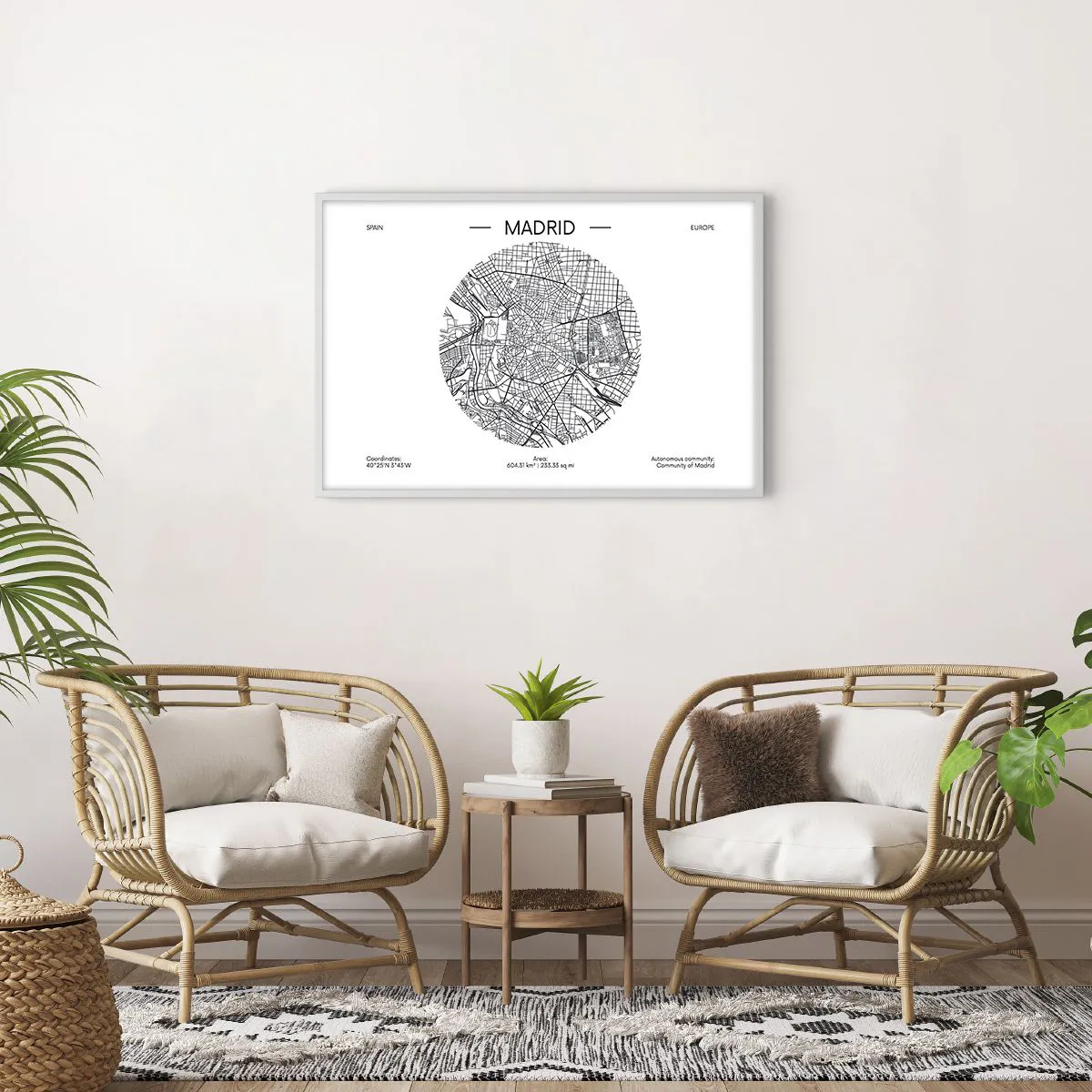 Poster in een witte lijst - Anatomie van Madrid - 91x61 cm